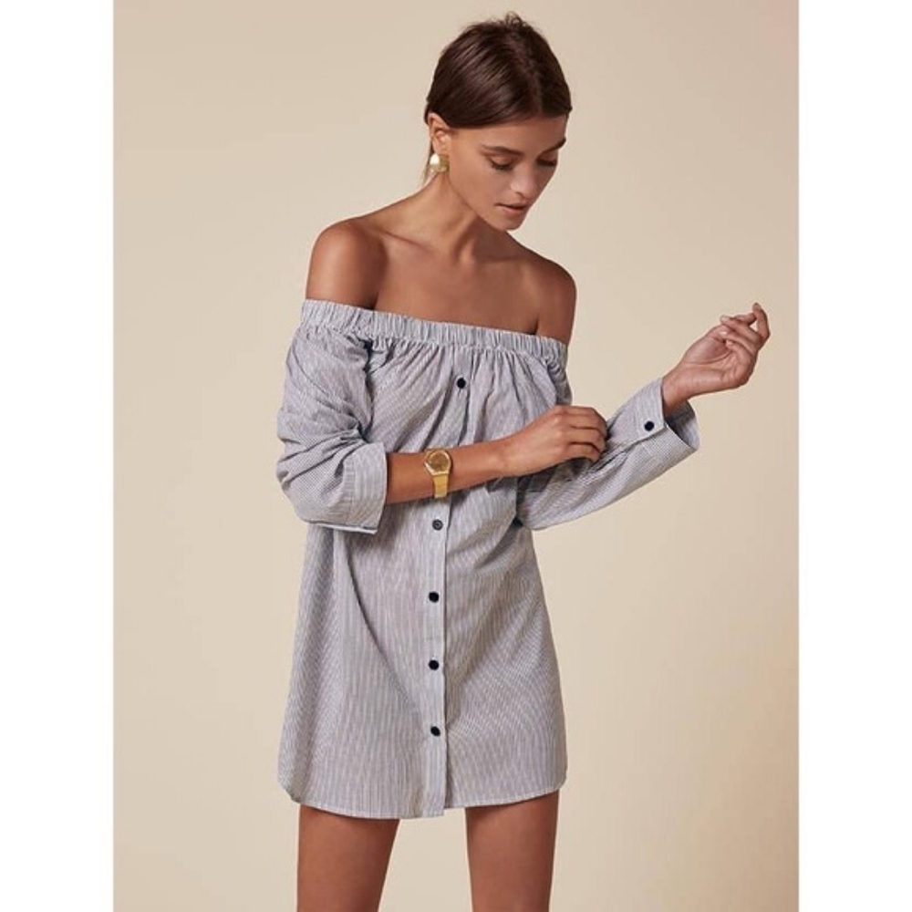 Reformation Bankers Pinstripe Dress